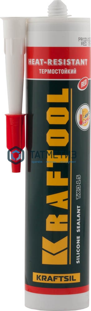 Герметик силиконовый KRAFTOOL КРАСНЫЙ, температуростойкий (от -62 С до 275 С), 300мл Герметик силиконовый KRAFTOOL КРАСНЫЙ, температуростойкий (от -62 С до 275 С), 300мл