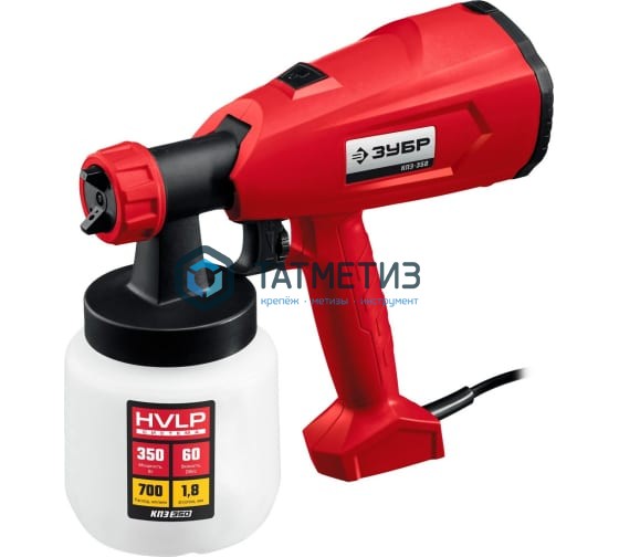 Краскопульт электрич, ЗУБР, HVLP, 0.8л, 0-700мл/мин, вязкость краски 60 DIN/сек, сопло 1.8мм, 350Вт Краскопульт электрич, ЗУБР, HVLP, 0.8л, 0-700мл/мин, вязкость краски 60 DIN/сек, сопло 1.8мм, 350Вт