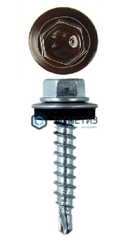 Саморез окраш.кров. 4,8х29 /8017/ (250 шт/уп) КК -  магазин «ТАТМЕТИЗ»