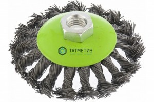 Щетка для УШМ тарелка 100 мм, М14, крученая проволока 0,5 мм// Сибртех -  магазин крепежа «ТАТМЕТИЗ»