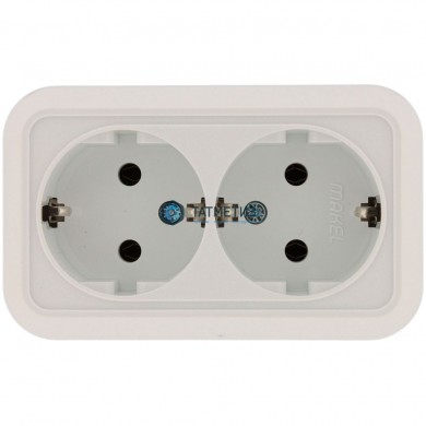 Розетка 2-м ОП с/з квадр. бел. MAKEL 45182 | «ТАТМЕТИЗ» Розетка 2-м ОП с/з квадр. бел. MAKEL 45182 - магазин крепежа «ТАТМЕТИЗ»