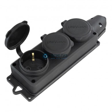 Колодка удлинителя 3-м каучук "КОМПАКТ" однофазная с заглушками UNIVersal 1323 | «ТАТМЕТИЗ» Колодка удлинителя 3-м каучук "КОМПАКТ" однофазная с заглушками UNIVersal 1323 - магазин крепежа «ТАТМЕТИЗ»