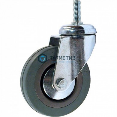 Колесо поворотное с болтом серая резина d 50 мм | «ТАТМЕТИЗ» Колесо поворотное с болтом серая резина d 50 мм - магазин крепежа «ТАТМЕТИЗ»