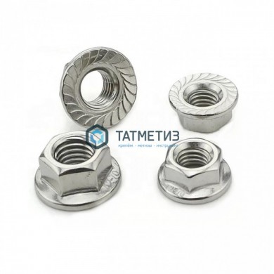 Гайка М10 DIN 6923 А2-70 с фланцем | «ТАТМЕТИЗ» Гайка М10 DIN 6923 А2-70 с фланцем - магазин крепежа «ТАТМЕТИЗ»