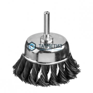 Щетка для дрели чашка  75 мм, жгутированная стальная проволока 0,5 мм, MIRAX -  магазин крепежа «ТАТМЕТИЗ»