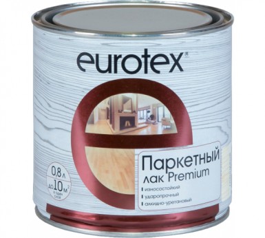 Лак паркетный Eurotex-premium полуматовый  0,8 л./6 -  магазин крепежа «ТАТМЕТИЗ»