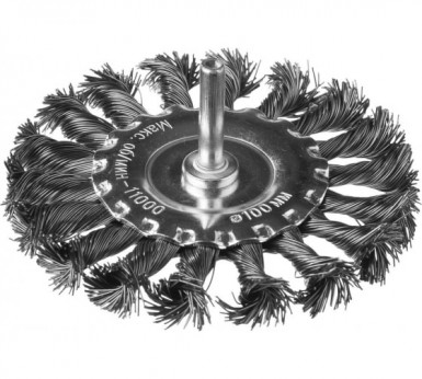 Щетка для дрели дисковая 100 мм, DEXX, витая стальная латунированная проволока 0, 3мм -  магазин крепежа «ТАТМЕТИЗ»