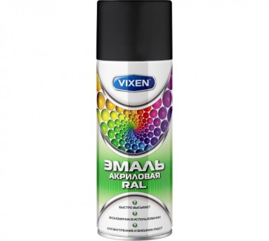 Краска аэроз. VIXEN  ЧЕРНЫЙ ЯНТАРЬ  матовая RAL 9005 520 ml./6 -  магазин крепежа «ТАТМЕТИЗ»