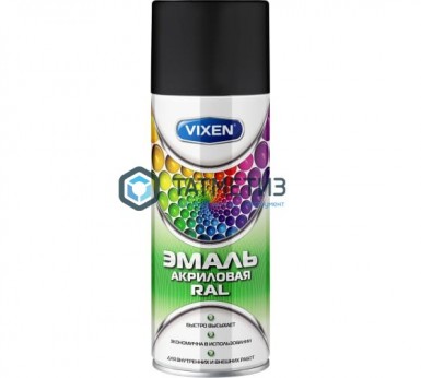 Краска аэроз. VIXEN  ЧЕРНЫЙ ЯНТАРЬ  520 мл. RAL 9005 -  магазин крепежа «ТАТМЕТИЗ»