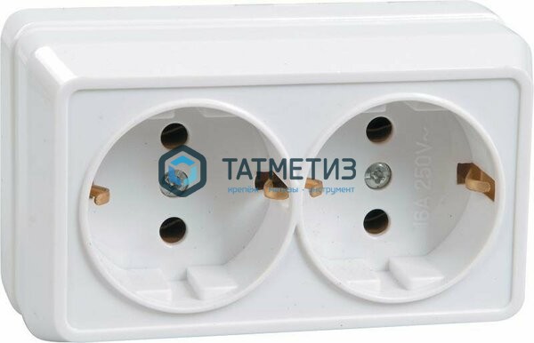 Розетка 2-м ОП Октава 16А РС22-3-ОБ с заземл. IP20 бел. ИЭК ERO21-K01-16-DC | «ТАТМЕТИЗ» Розетка 2-м ОП Октава 16А РС22-3-ОБ с заземл. IP20 бел. ИЭК ERO21-K01-16-DC - магазин крепежа «ТАТМЕТИЗ»