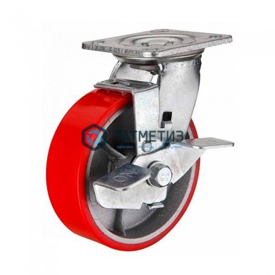 Колесо большегрузное ПОЛИУРЕНТАН поворотное с тормозом d 200 мм | «ТАТМЕТИЗ» Колесо большегрузное ПОЛИУРЕНТАН поворотное с тормозом d 200 мм - магазин крепежа «ТАТМЕТИЗ»